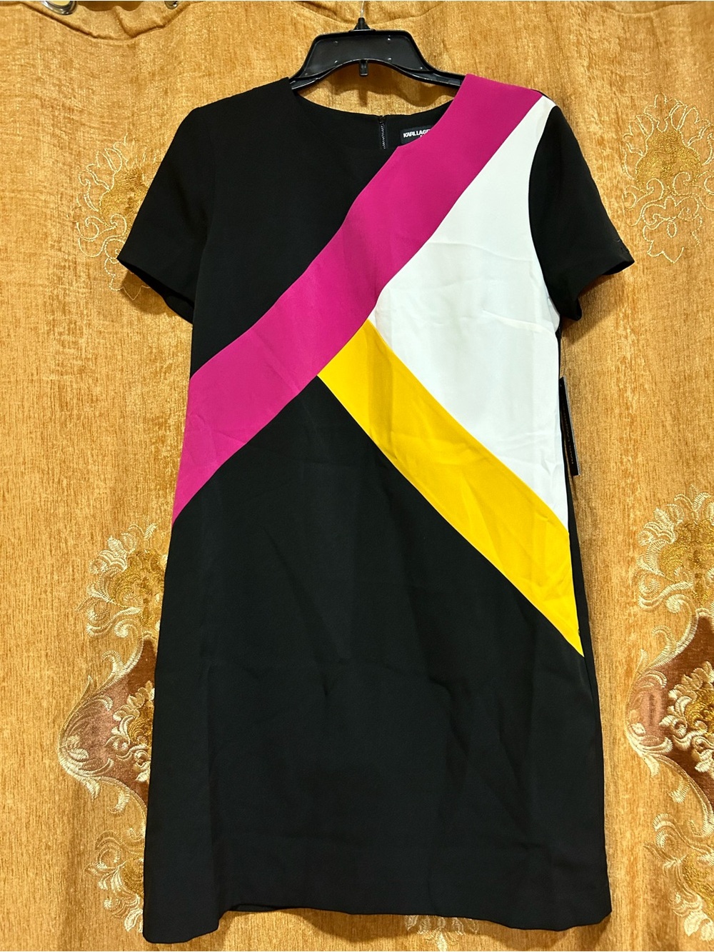 Karl Lagerfeld Black Colorblock Knee-Length Dress, Size 10